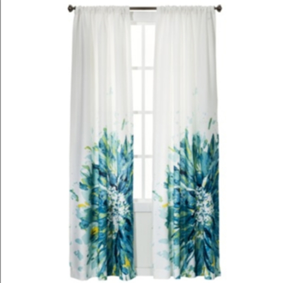 Room Essentials New 2 Packs Blue Chesapeake Tropical Floral Window Panels 84" - Picture 1 of 7